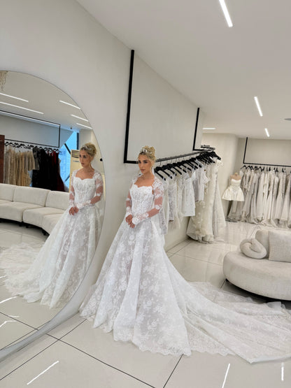 Lace Long Sleeve Ball Gown Wedding Dress