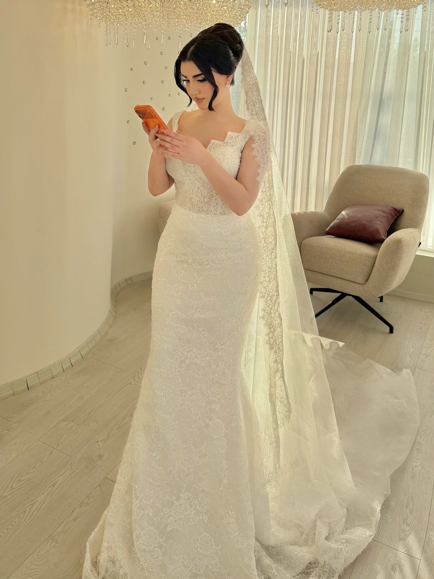 Scalloped Mermaid Wedding Dress with Cape