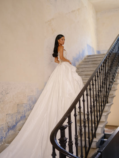 Strapless Lace Corset Ball Gown Wedding Dress