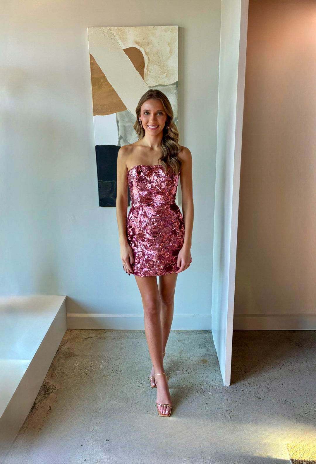 Strapless Sequin Sheath Mini Dress