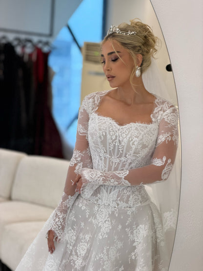 Lace Long Sleeve Ball Gown Wedding Dress