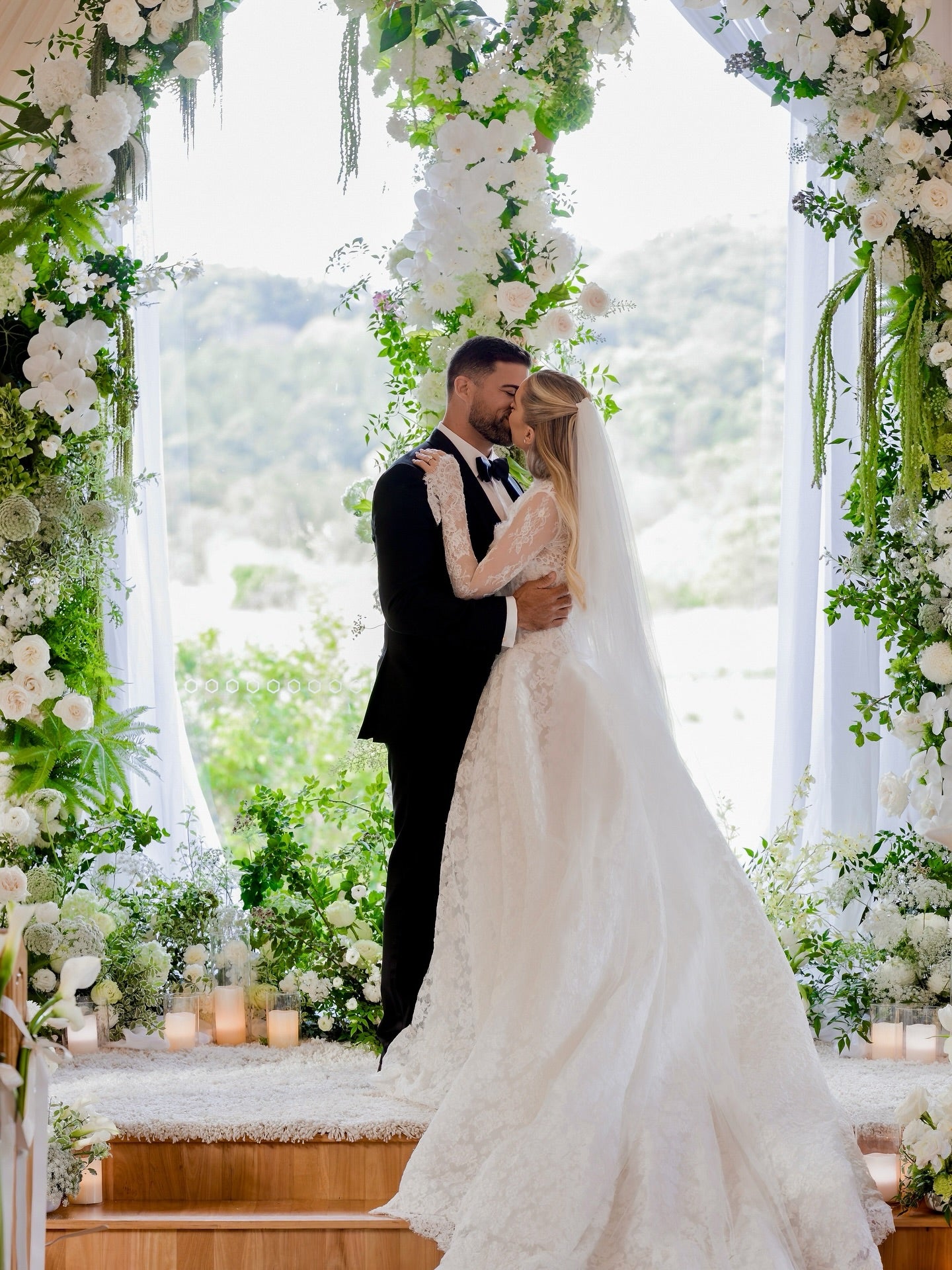 Lace Long Sleeve Corset Ball Gown Wedding Dress