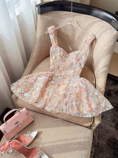 Floral Sequin Corset Mini Dress