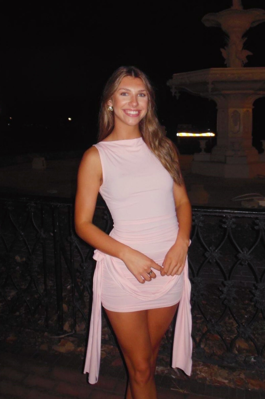 Sleeveless Ruched Bodycon Mini Dress with Side Drapes