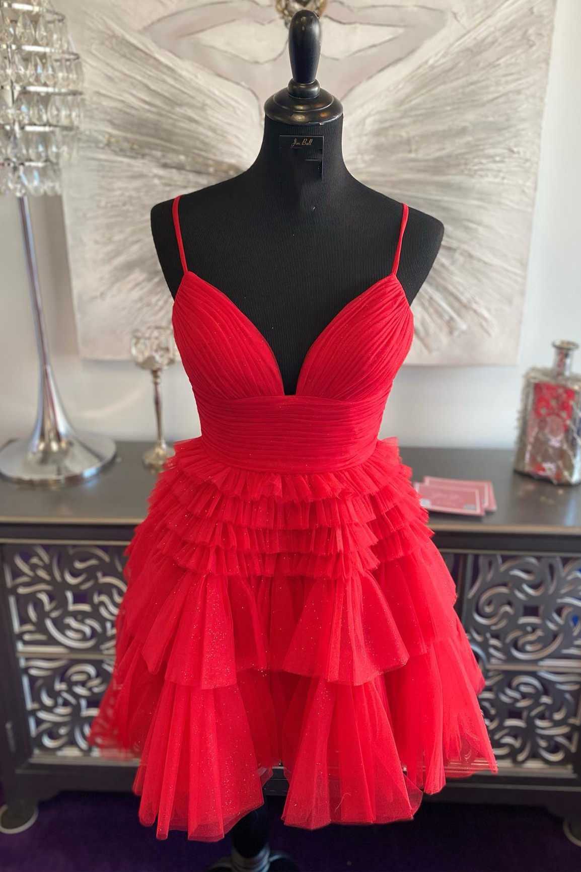 Tiered Ruffle Glitter Tulle Short Dress