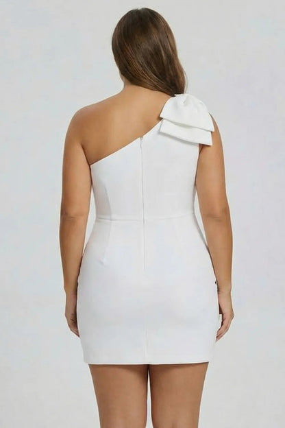 One Shoulder Bow Mini Bodycon Dress