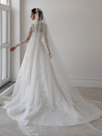 Lace Long Sleeve A-Line Wedding Dress