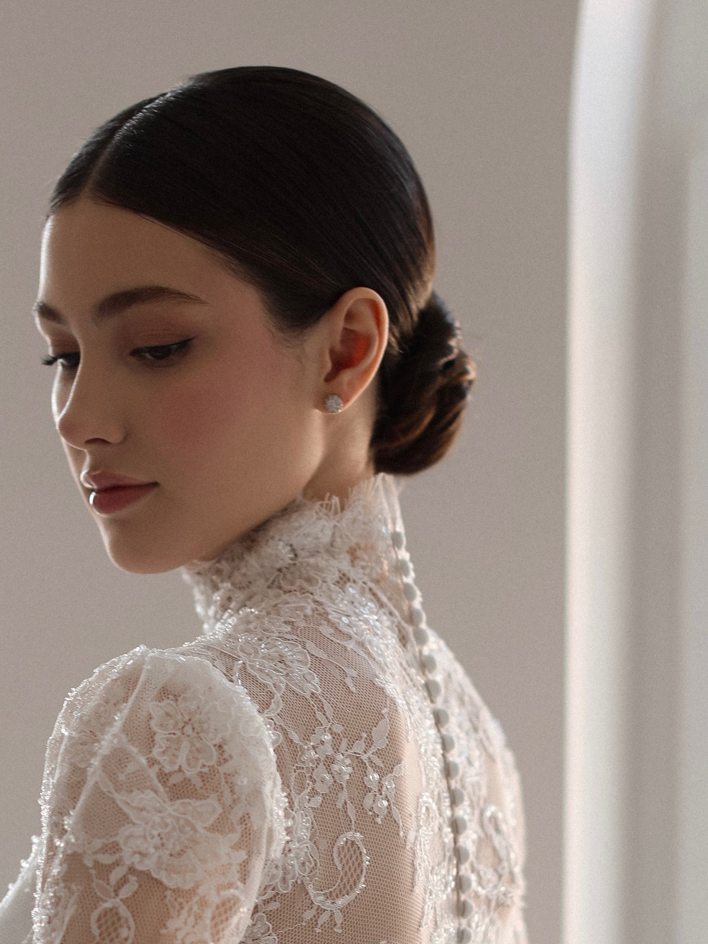 Romantic Lace High Neck Ball Gown Wedding Dress