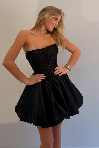Strapless Corset Bodice Bubble Skirt Mini Dress