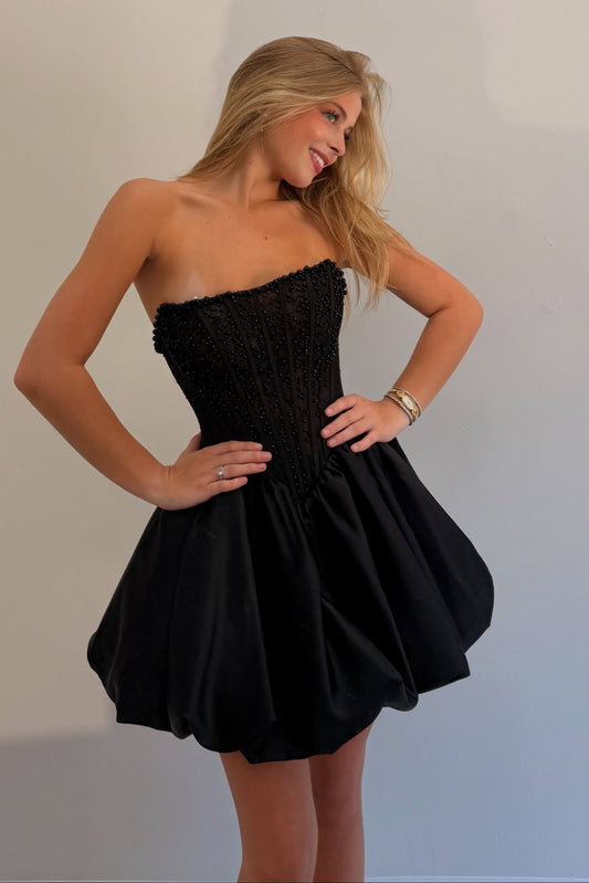 Strapless Corset Bodice Bubble Skirt Mini Dress