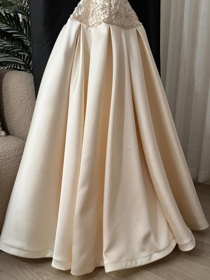 Satin Corset Ball Gown with Beaded Waist Detail