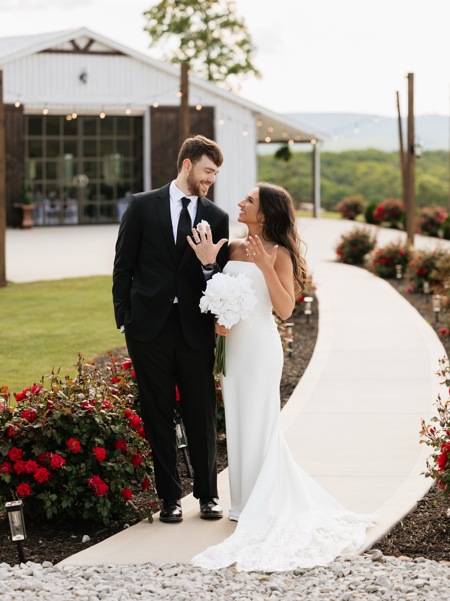 Strapless Sheath Wedding Gown with Lace Overskirt Train