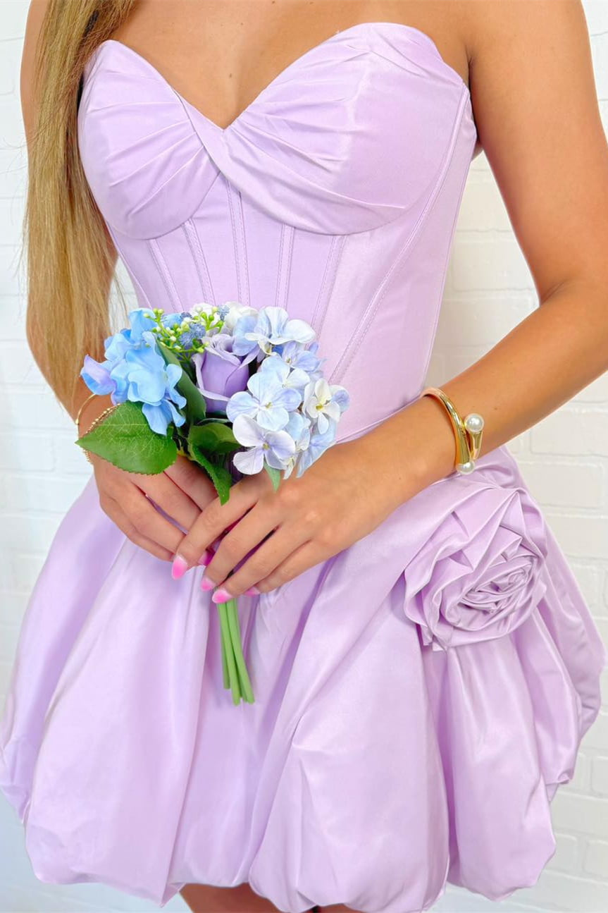 Strapless Sweetheart Corset Bubble Hem Mini Dress