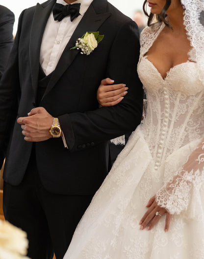 Lace Ball Gown Wedding Dress with Long Sleeves
