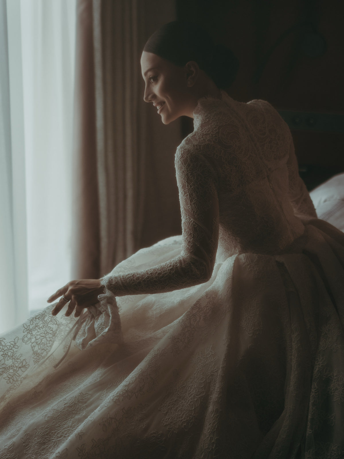 Lace Ball Gown Wedding Dress with Hooded Cape