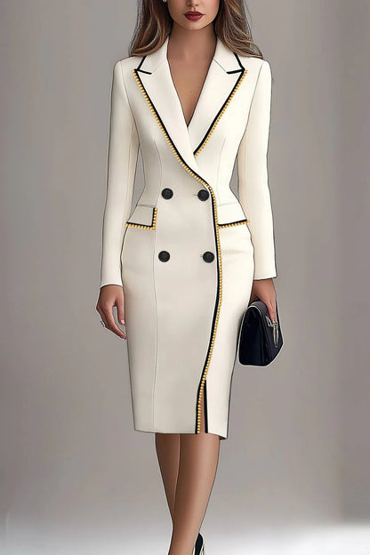 Double-Breasted Blazer Dress with Beaded Trim