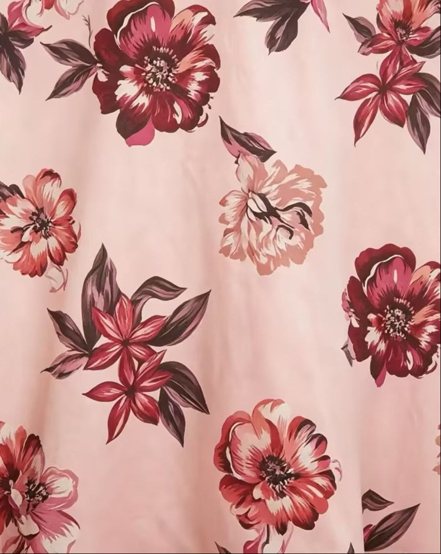 One Shoulder Floral Print A-Line Evening Gown