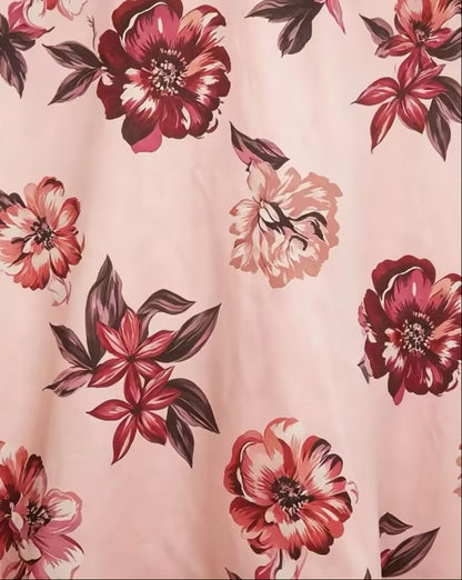 One Shoulder Floral Print A-Line Evening Gown