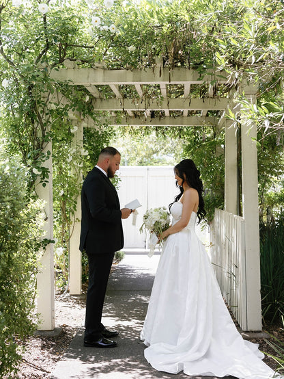 Strapless Ball Gown Wedding Dress with Structured Bodice