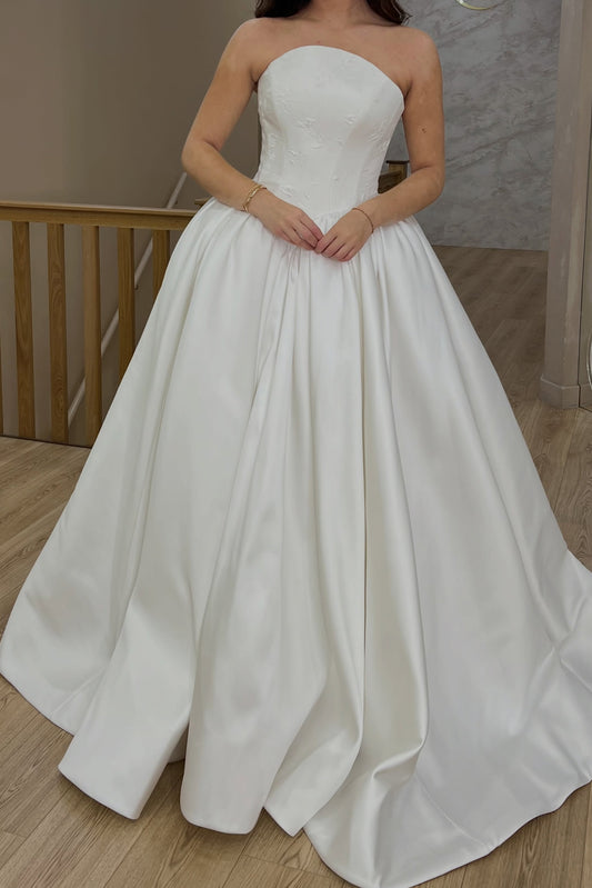 Strapless Satin Ball Gown Wedding Dress