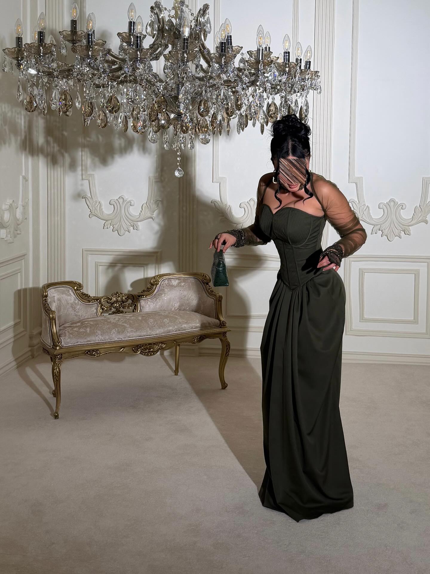 Illusion High-Neck Corset Evening Gown