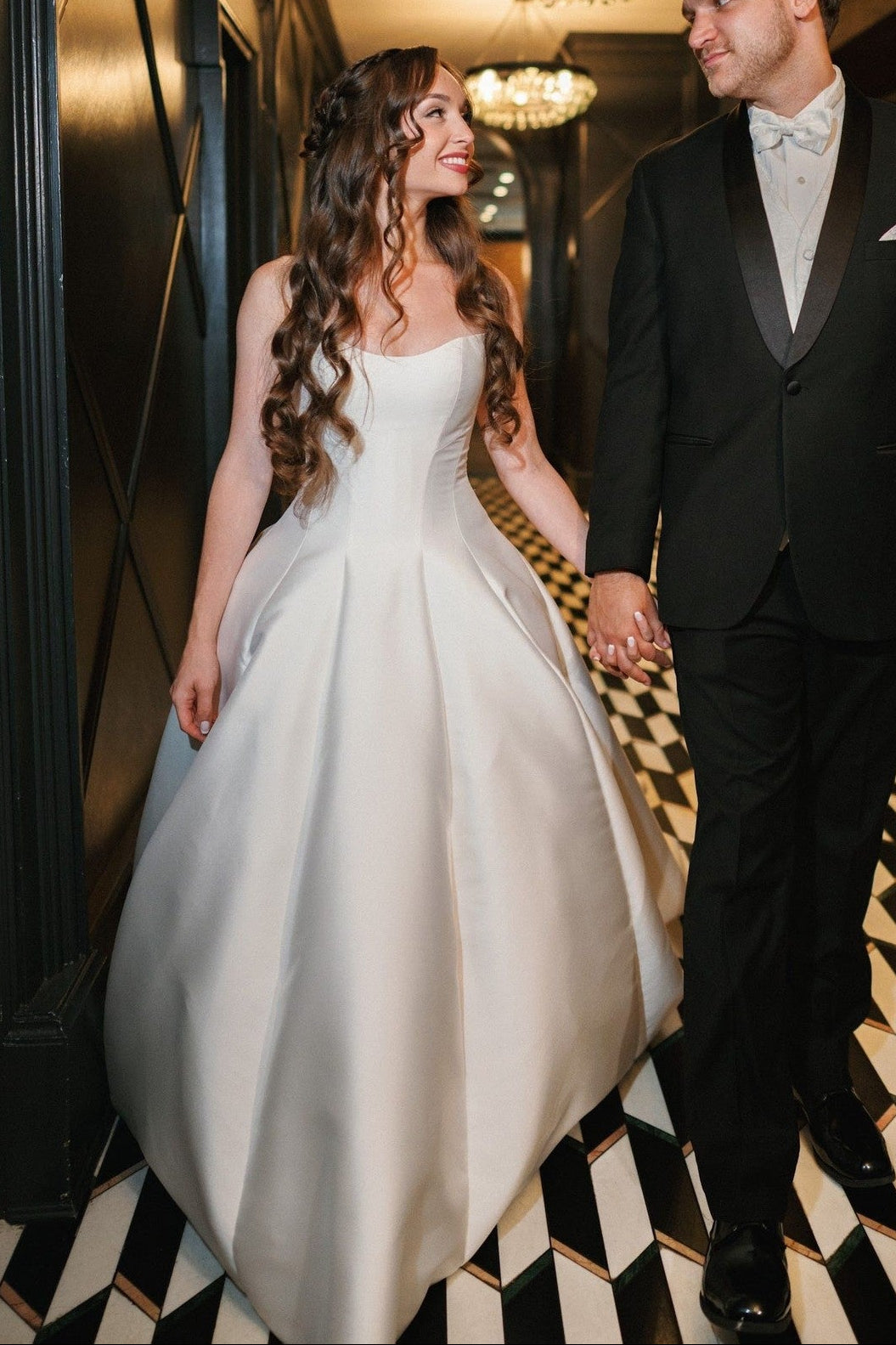 Strapless Ball Gown Wedding Dress with Pleated Skirt