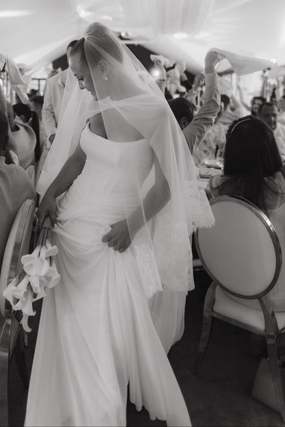 Ruched Draped Floor-Length Wedding Dress