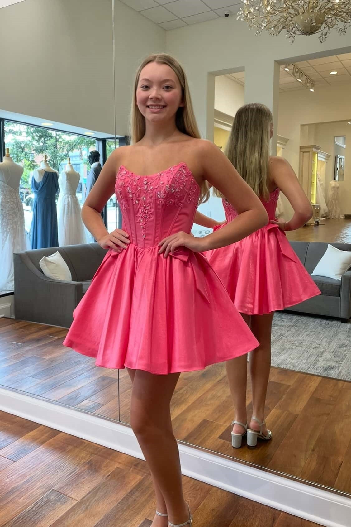 Strapless Corset Satin A-Line Mini Dress
