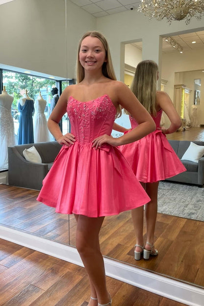 Strapless Corset Satin A-Line Mini Dress