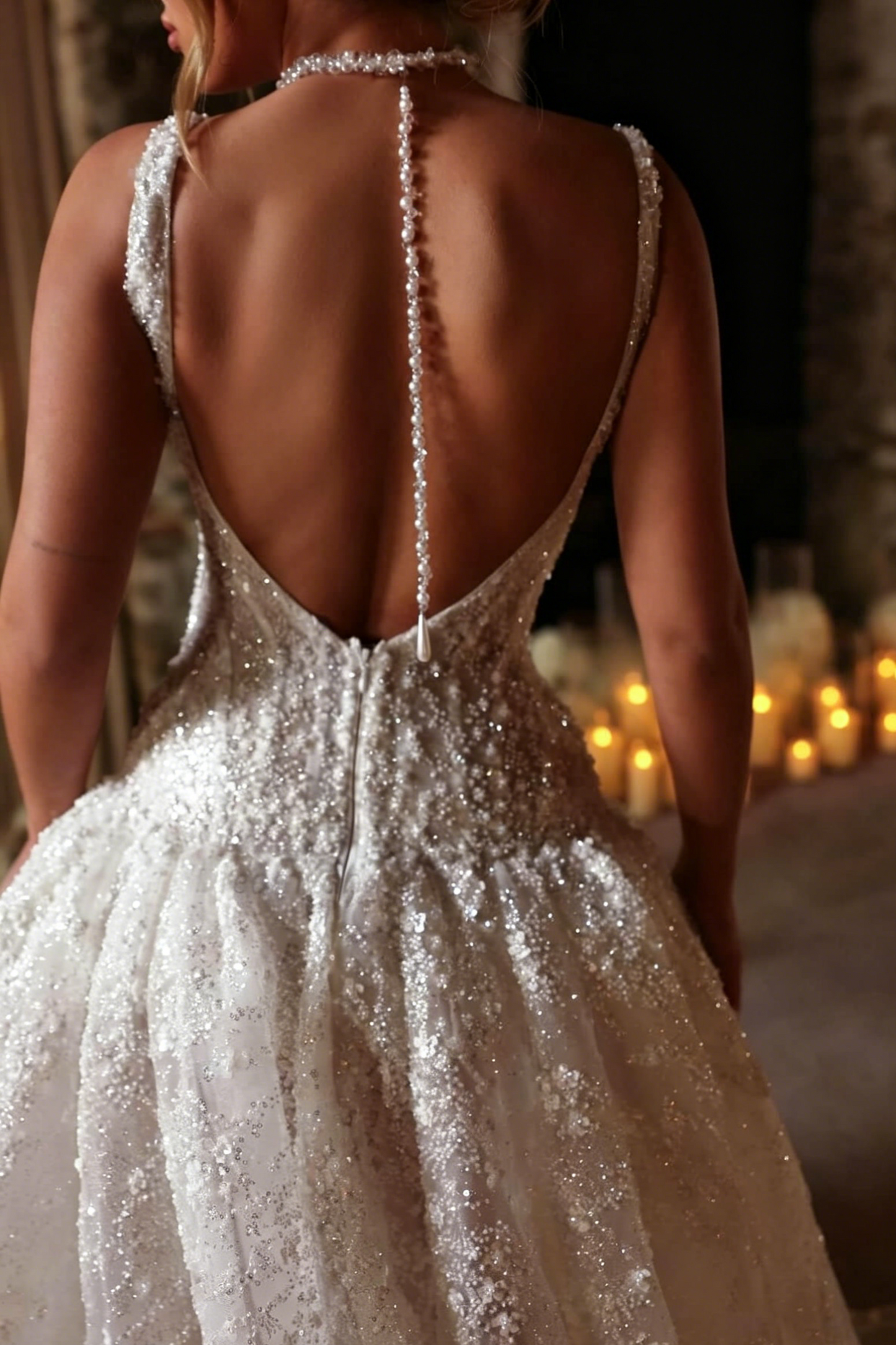 Sparkly Corset Backless Ball Gown Wedding Dress