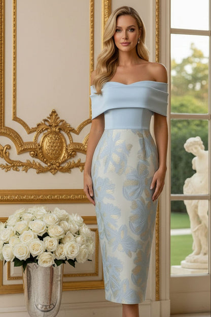 Off-the-Shoulder Floral Jacquard Midi Dress