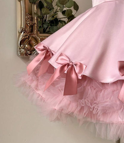 Strapless Satin and Tulle Tiered Mini Dress