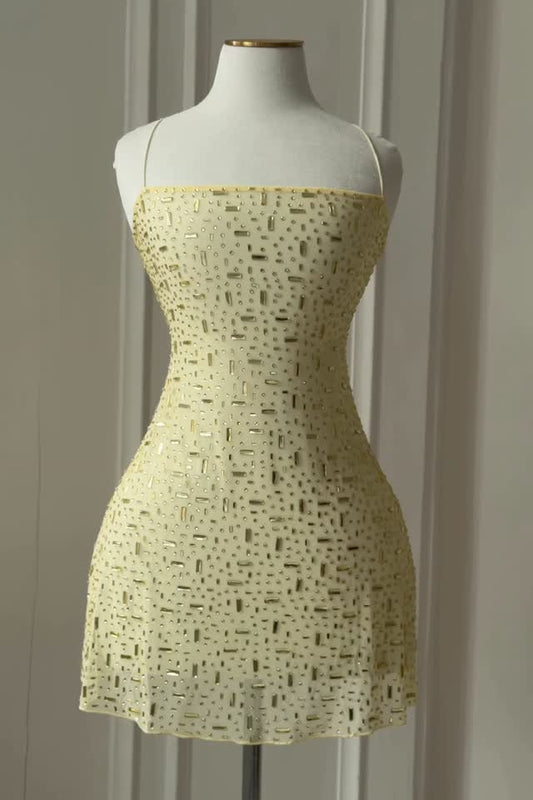 Strapless Crystal Embellished Fit and Flare Mini Dress