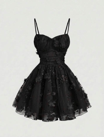 Sweetheart 3D Floral Applique Short A-Line Dress