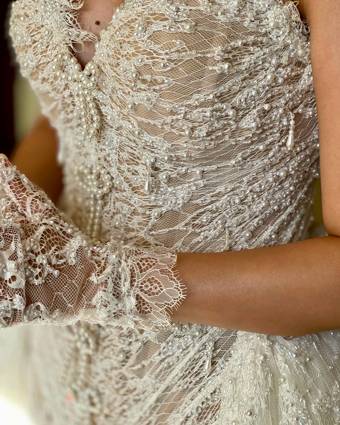 Halter Lace Mermaid Wedding Dress with Detachable Train