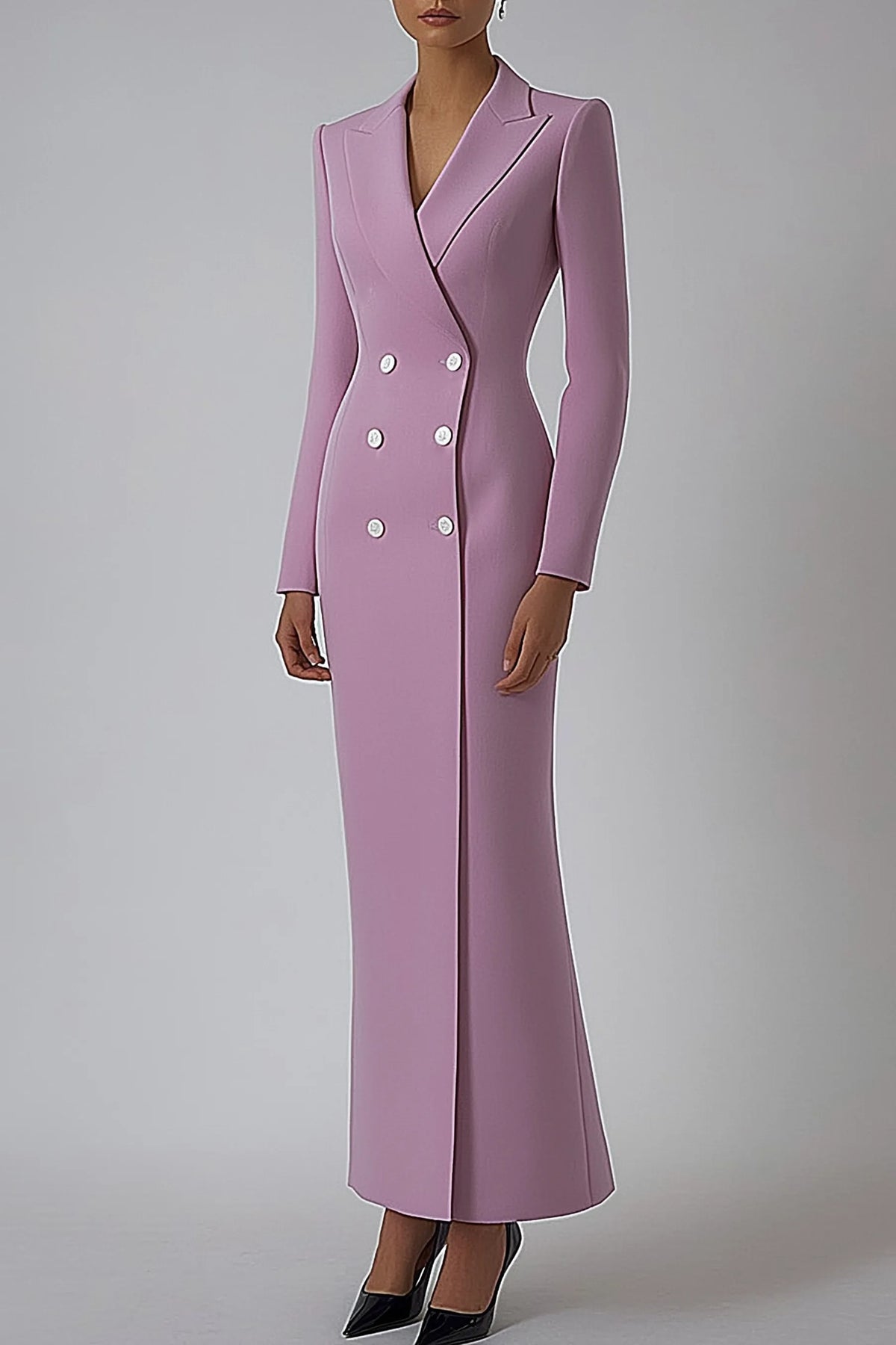 Double-Breasted Long Sleeve Blazer Maxi Dress