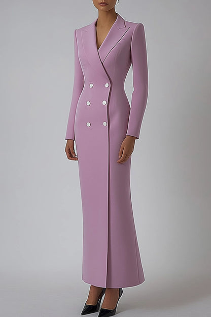 Double-Breasted Long Sleeve Blazer Maxi Dress
