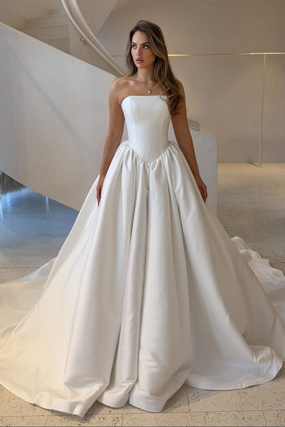 Strapless Satin Ball Gown Wedding Dress