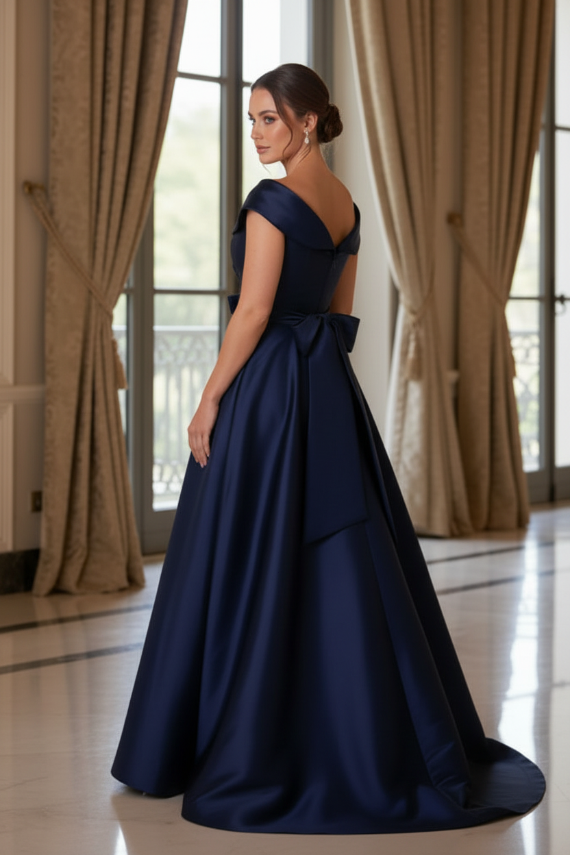 Off-the-Shoulder Gown with Floral Skirt & Overskirt