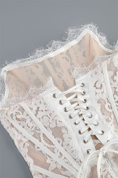 Strapless Lace Corset Mini Dress with Side Drape