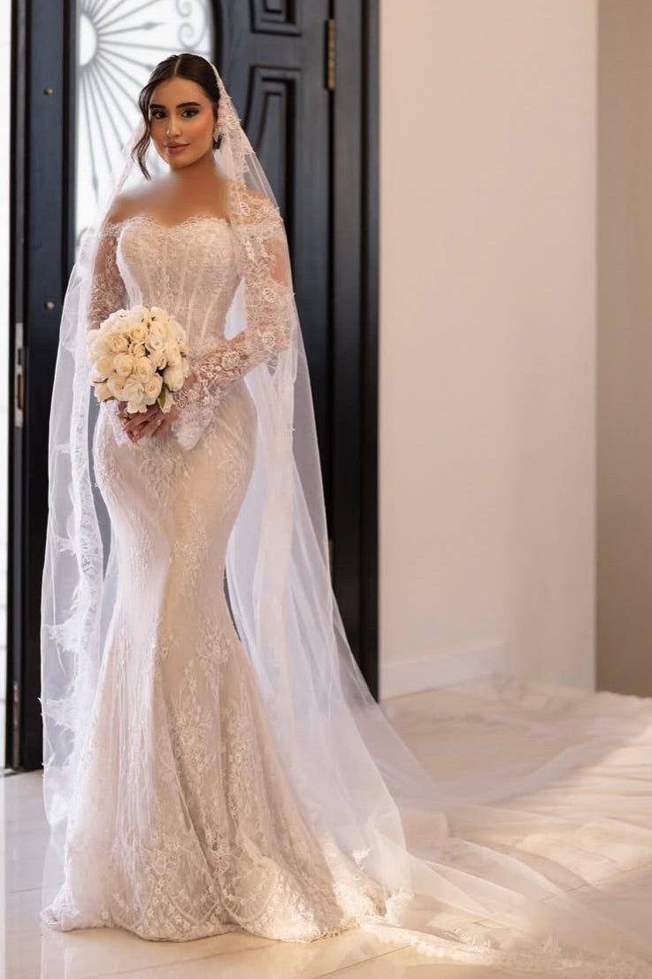 Lace Off-the-Shoulder Mermaid Wedding Dress