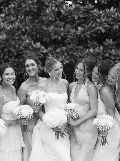 Strapless Satin A-Line Wedding Gown with Train