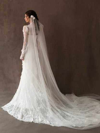 Lace High Neck Mermaid Wedding Dress with Sleeves