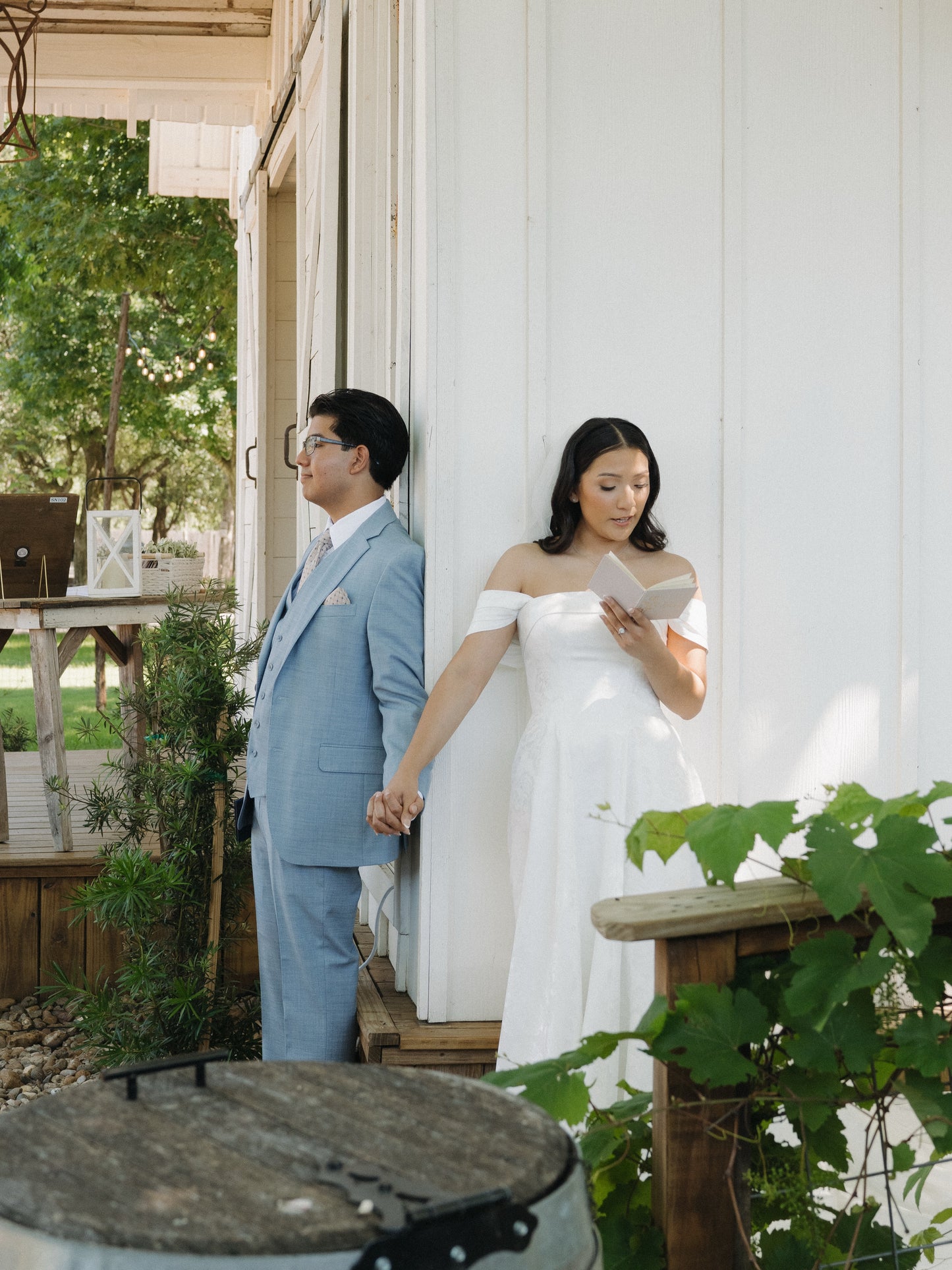 Off-the-Shoulder A-Line Wedding Gown with Fitted Bodice