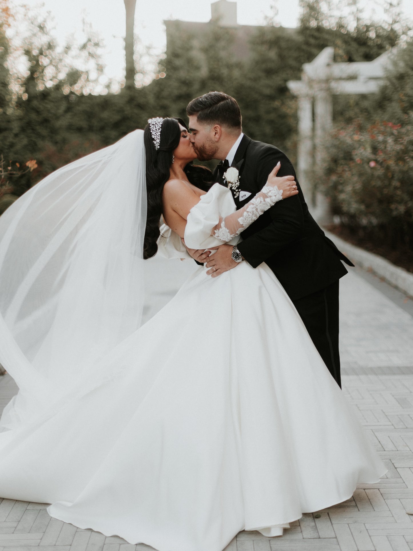 Off-the-Shoulder Satin Ball Gown Wedding Dress