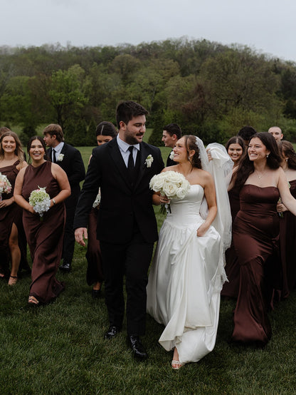 Strapless Satin Ball Gown Wedding Dress with Cathedral Train