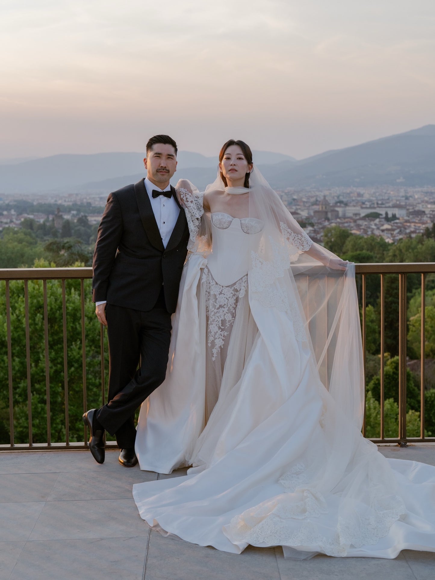 Corset Wedding Dress with Lace Inset and Train
