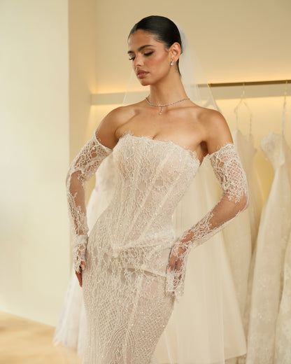 Strapless Corset Lace Mermaid Wedding Dress