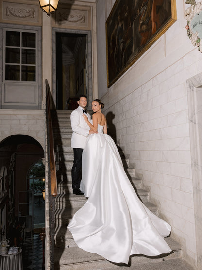 Strapless Basque Waist Ball Gown Wedding Dress