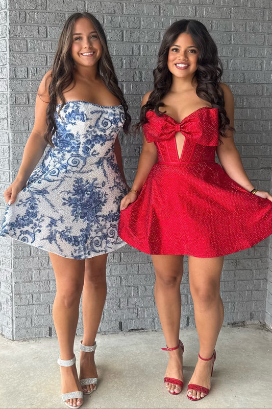 Strapless Bowknot Corset Mini A-Line Dress